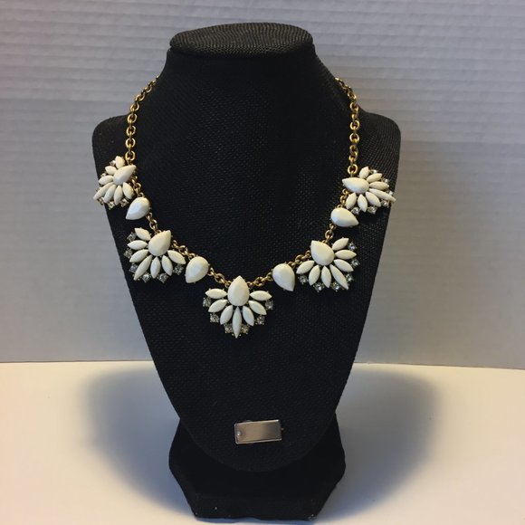 🏆💎JCREW🏆Gold/White/CZ Statement Necklace💎🏆 - Picture 2 of 4